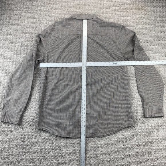 PRANA Shirt Men Extra Large XL Brown Button Down Slim Long Sleeve Casual Hemp - Picture 6 of 9